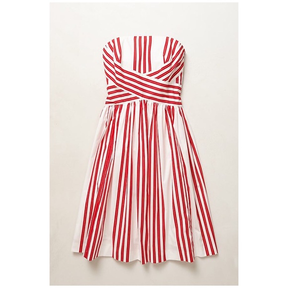 Anthropologie Dresses & Skirts - Anthropologie Maeve Candy Striped Dress In Red
